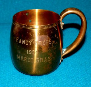 Vintage : 1954 Mardi Gras " Fancy Dress " Award Mug : Washington & Lee University