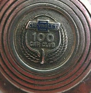 Vintage Chevrolet 100 Car Club Sterling Belt Buckle 3