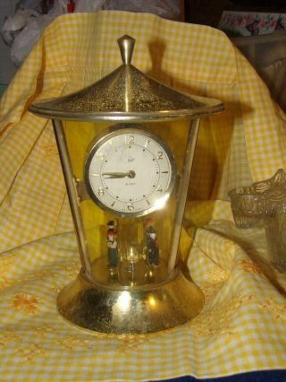 Staiger Rare Vintage 1950 German Carousel Clock With Actual Pendulum Inside Base