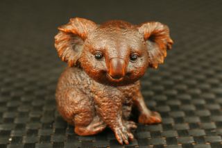 True To Life Old Boxwood Hand Carving Koala Statue Figue Table Decoration Gift