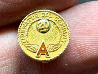 Tidewater Oil Co.  14k Gold 1937 (a.  B.  Wells) Rare 20 Years Service Award Pin.