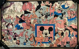 Vintage Blacklight Poster Disney Characters Orgy Drugs Sex Pin Up 1960s