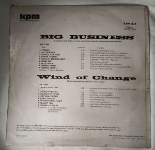 KPM 1124 UK Library BIG BUSINESS/WIND OF CHANGE Mansfield Hawkshaw 1973 LP Jazz 2