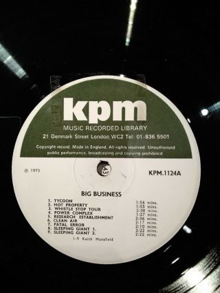 KPM 1124 UK Library BIG BUSINESS/WIND OF CHANGE Mansfield Hawkshaw 1973 LP Jazz 3