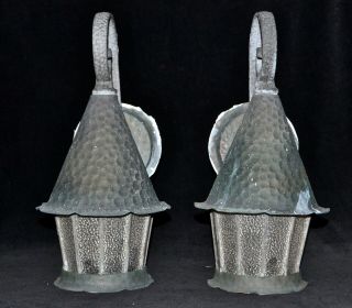 Pair Vintage Mission Craftsman Arts & Crafts Lights Lanterns Electric Sconces
