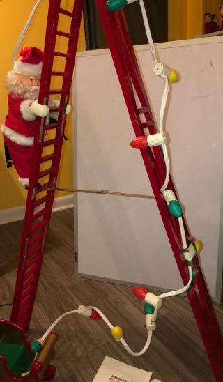 Vintage Mr.  Christmas 1994 Stepping Santa Climbing Ladder With Lights & Carols