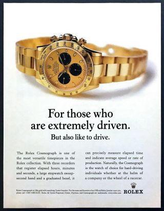2001 Rolex 18k Gold Oyster Perpetual Cosmograph Watch Photo Vintage Print Ad