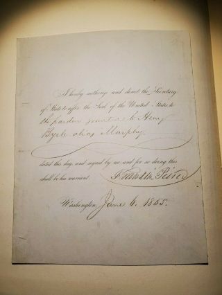 Franklin Pierce Signed Pardon.