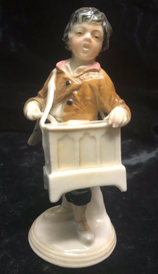 Antique Karl Ens Germany Porcelain Organ Grinder Boy Figurine