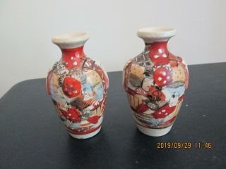 Antique/Vintage Japanese Satsuma Pottery Vases 3