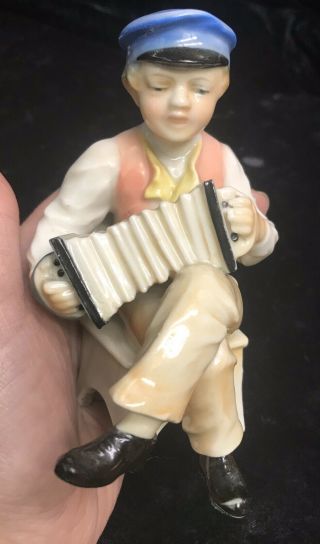 Antique Karl Ens Germany Porcelain Boy Concertina Accordion Figurine