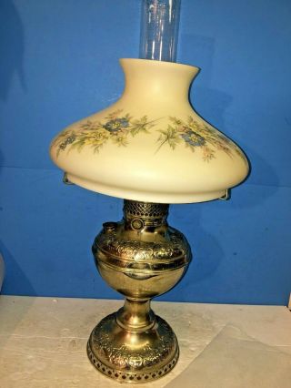 Old Antique 1880 - 1900 Columbia Banquet Oil Lamp & Flame Spreader & Shade