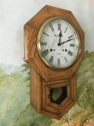 Vintage Montgomery Ward 30 - Day Clock With Key & Pendulum