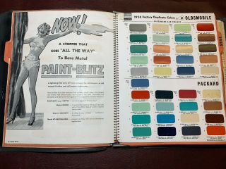 Vtg 1952 - 1957 Martin Senour Napa Auto Paint Color Chip Book Binder Directory
