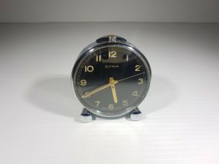 Cyma Vintage Chrome Travel Alarm Clock - Swiss Made