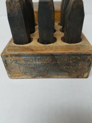Vintage Hoggson and pettis yale Brand stamps 1/2 inch GOTHIC 9 numbers 2