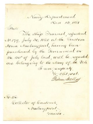 Gideon Welles Signed 1861 Letter Secretary Of The Navy Civil War Great Content