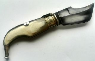 Vintage Exposito Albacete Navaja Silver Ornate Bovine Horn Handle Folding Knife