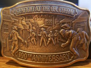Gunfight @ Ok Corral 100th Anniversary Bronze Belt Buckle Box W Certificate 1981