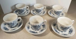 Vintage Beacon Hill By Hostess Tableware England Set Of 6 Tea Cups And Saucers