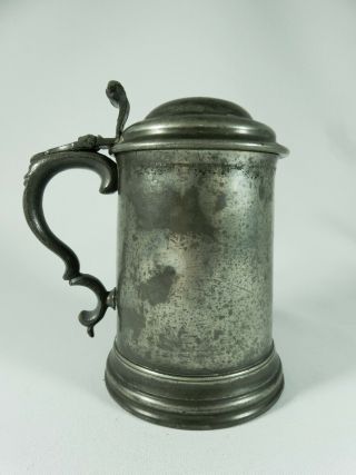 Antique Victorian Pewter Lidded Beer Stein Mug Tankard Glass Base James Dixon