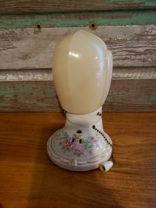 Vintage Porcelain Wall Mount Light Fixture W/ Glass Globe