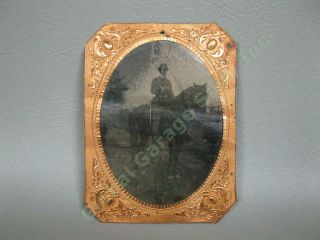 Antique Civil War Tintype Photo 1st Lt Russell Pealer 161st Reg 16th Cavalry Nr