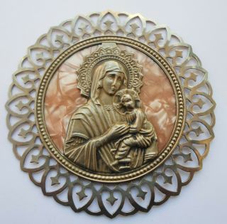 Virgin MARY JESUS Vintage Greek Orthodox Metal Pendant Charm 3