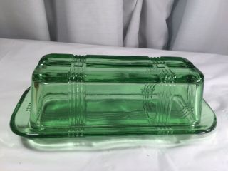 Green Vintage Depression Glass Butter Dish Covered With Lid For Refrigerator