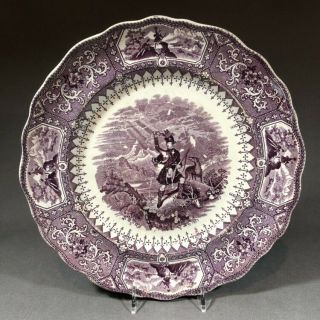 19th Century Staffordshire Pearlware Pottery Purple Caledonia Transfer