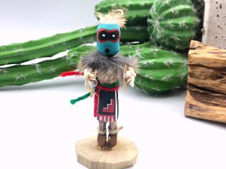 Native American Kachina Doll " Zuni Warrior” Signed Handmade By Indian Artist