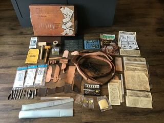 Vintage Tandy Leathercraft Style Of Old West Kit 5500 Tools Projects Stamps Etc