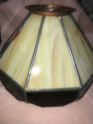 Tiffany Style Lamp Shade Large 10 " Diameter Ivory Sand Copper Stained Glass