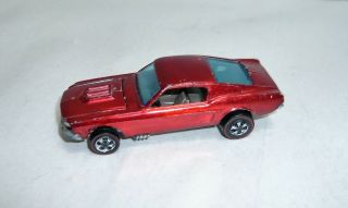 Vintage 1967 Mattel Hot Wheels Redline Custom Mustang Red Hk