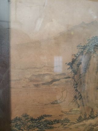 Vintage Antique Chinese or Japanese Watercolor Painting Landscaping 12 