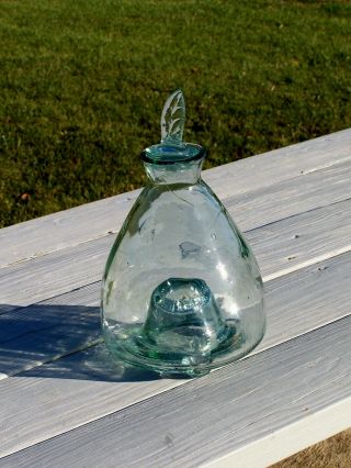 Antique Vintage Large Blown Clear Glass Bee Wasp Catcher Trap Insect Hornet Fly