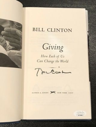President Bill Clinton Signed Giving Hardcover Book 1st Edition Jsa