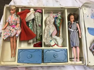 1960s Barbie And Midge Dolls With Mega 60s Clothing And Case