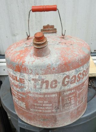 Vintage Eagle 5 Gallon Galvanized Metal Gas Gasoline Can Worn
