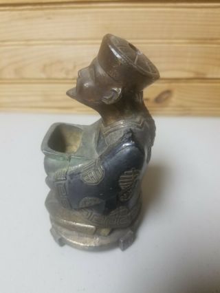 Vintage Metal Incense Burner Chinese Asian Man Copper Brass 2