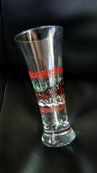 Budweiser Anheuser Busch Clydesdale Horses Christmas Beer Glass 1992 Euc