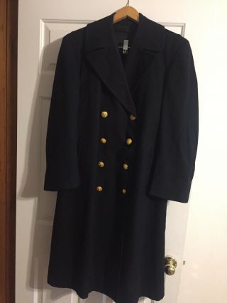 Vintage Mens Black Double Breasted Wool Us Navy Officer 