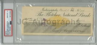 Benjamin Harrison U.  S.  President Signed 1900 Check Psa/dna Graded Gem 10