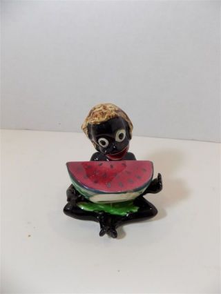 Vintage Ceramic Black Americana Boy Girl Watermelon Salt & Pepper Shakers