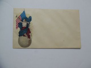 Civil War Patriotic Cover Columbia With American Flag Hand Colored Antique Vg