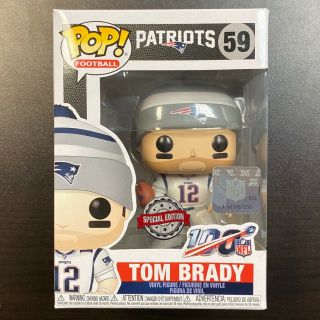 Funko Pop Nfl - Patriots Tom Brady White Away Jersey With Protector In Hand