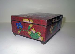 Antique Chinese 19TH CENTURY CLOISONNE ENAMEL RED SNUFF BOX 3
