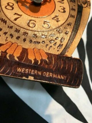 VINTAGE Western Germany Helmut Kammerer Wagging Eyes Owl Cuckoo Clock Eames Era 3