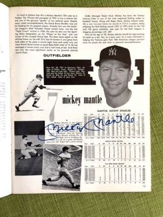 1962 York Yankees Yearbook Autographed Mickey Mantle,  Whitey Ford Jsa Auth.