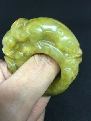 Enhance charm Good luck jade hand - carved necklace pendant dragon ring amulet 2